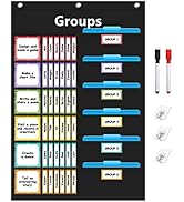 REGELETO Small Group Management Pocket Chart with 96 Cards Classroom Jobs Chart Small Group Organ...