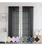Chyhomenyc Marilyn Black Sheer Curtains 84 Inch Length 2 Panels, Light Filtering Breathable 3D Le...