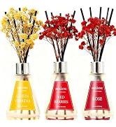 Reed Diffuser Set of 3 Packs, Lemon Verbena/Rose/red Berry, Oil Diffuser Reed Diffuser for for Ho...