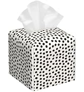 Polka Dot Black Circle Tissue Box Cover Square,Abstract Round Brush Strokes Tissue Box Holder Wat...