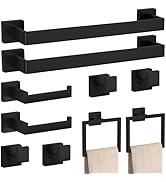 10-Piece Matte Black Bathroom Accessories Set Including - 16" Hand Towel Holder - Toilet Paper Ho...