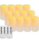 12PACK Outdoor Waterproof plastic flameless Candles with Remote Control and Timer, LED Flickering...