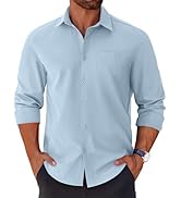 COOFANDY Mens Long Sleeve Button Down Shirts Untucked Shirts for Men Casual Dress Shirts Beach We...