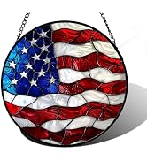 DASTOLL Stained Glass Window Hanging, Blue, White Red National Flag Pattern Sun Catchers Diamond ...