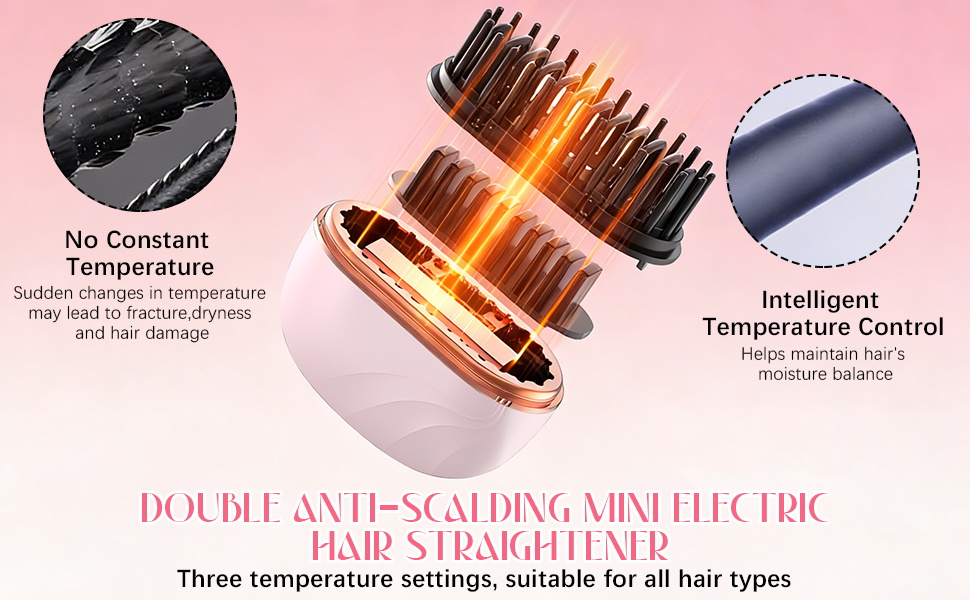 Anti-Scalding Mini Hair Straightener, Heats Up Quickly, Adjustable Temperature
