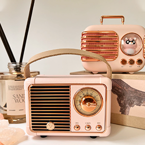 Retro Wireless Mini Portable Bluetooth Speaker Vintage Room Decor Pink Gift 5-8