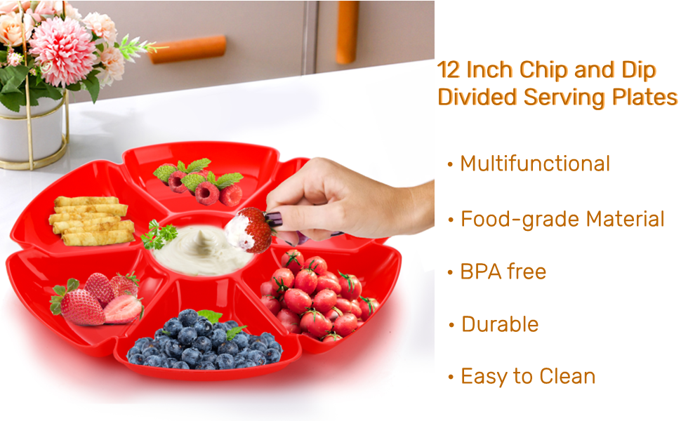 AVLA 12 Pcs Plastic Snack Serving Tray