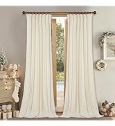 StangH Cream White Velvet Curtains-Luxury White Window Curtains 84 inches Long for Living Room Li...