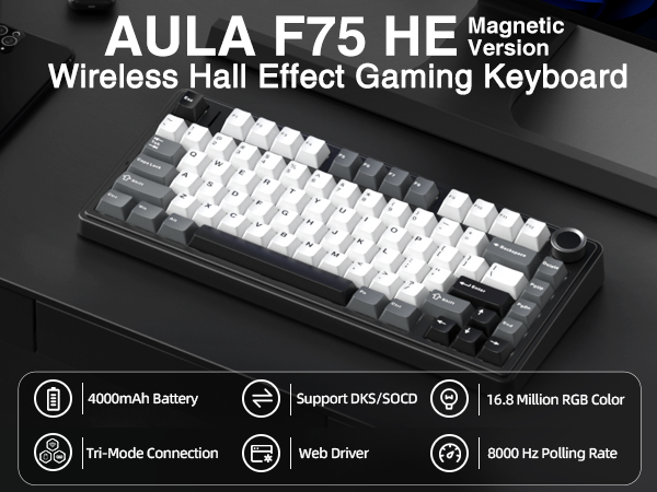 Hall Effect magnetic switches rechargeable battery 8000Hz polling rate
