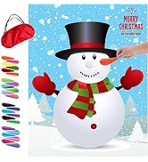 MISS FANTASY Christmas Games for Kids Party Pin Nose on Snowman Christmas Activities for Kids Chr...