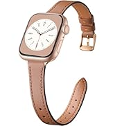 Charlam Slim Leather Band Compatible with Apple Watch Bands for Women 40mm 38mm 41mm 42mm 44mm 45...