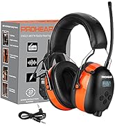 PROHEAR 027 AM FM Radio Headphones with Digital Display, 25dB NRR, Safety Ear Protection Earmuffs...