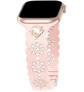 Floral Silicone Band with Charms Stud Compatible with Apple Watch Bands 38mm 40mm 42mm 44mm 41mm ...
