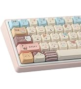 TYRIXKI PBT Keycaps 142 Keys Cute Keycaps Dye-Sublimation Sea Salt Cat Keycaps Mao Profile Custom...
