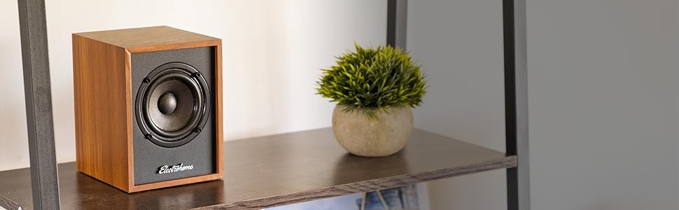 Electrohome Huntley Powered Bookshelf Speakers with Built-in Amplifier and 3" Drivers for Turntable