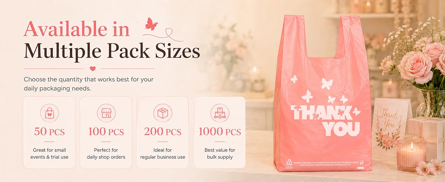 Pink Thank you t shirt bag