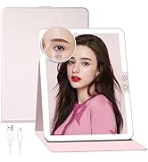FUNTOUCH 2500mAh Large Rechargeable Travel Makeup Mirror with Lights, Portable Makeup Mirror with...