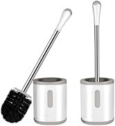 Toilet Brush and Holder, 2 Pack Compact Size Toilet Bowl Brush with Stainless Steel Handle, Small...