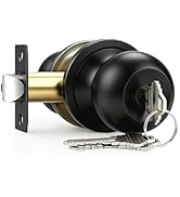 Brotima 1 Pack Keyed Entry Door Knob, Entrance Door Lock, Standard Ball, Matte Black Interior and...