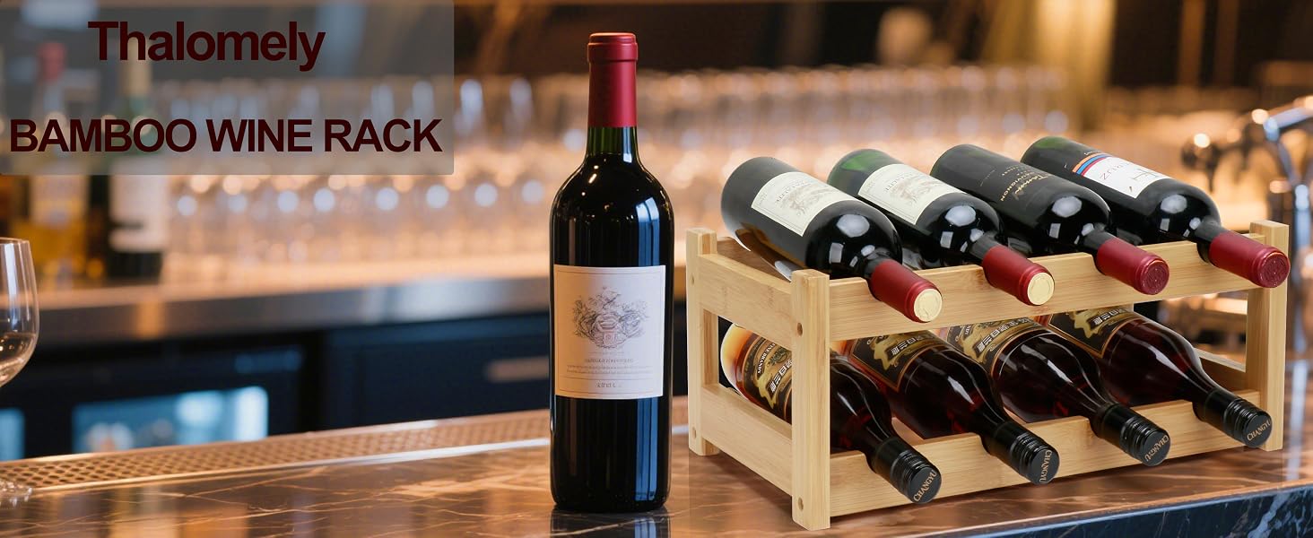 2 Tier Bamboo Wine Rack for Countertop, 8Bottles Wine Storage Shelf