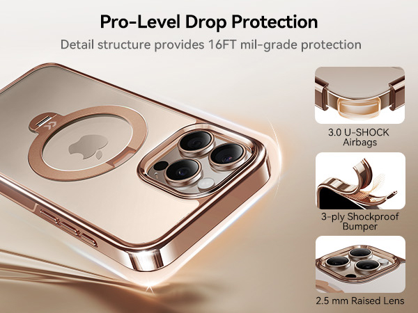 iphone 16 pro case with 360° spin stand, Desert Titanium Gold