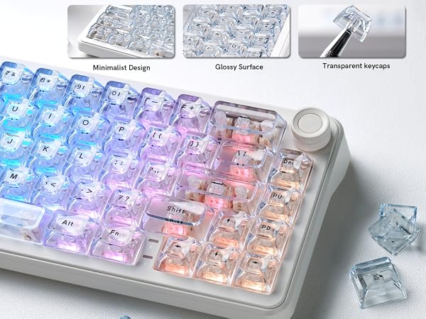 White Crystal jelly keycaps,thick pc keyboard caps