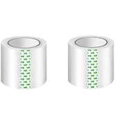 MJUNM 2 Rolls Heavy Duty Clear Packing Tape - Quiet Packaging Tape 1.5 INCH Core Shipping Tape Re...