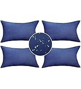 Demetex Outdoor Lumbar Throw Pillow Covers 12x20 Set of 4 Decorative Waterproof Throw Pillows for...