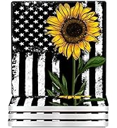 wonlex Ceramic Coasters Absorbent for Drinks, Sunflower Coaster with Cork Base for Coffee Table, ...