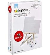 KINGART Artist Painting Set with 6 Vivid Acrylic Paint Colors, 12