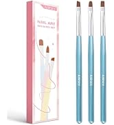 AIRSEE Nail Art Clean Up Brushes, 3 Pcs Painting Brushes for Nails with Flat/Oval/Fine Angled Gel...