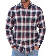 COOFANDY Mens Flannel Shirts Long Sleeve Button Down Shirt with Pocket Casual Shirts Work Shirts ...
