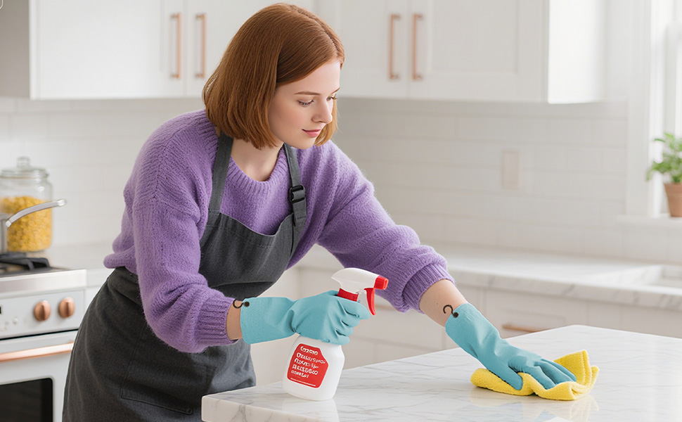 Dishwashing Rubber Gloves for Cleaning – 4 Pairs Kitchen Gloves with Handing Hooks