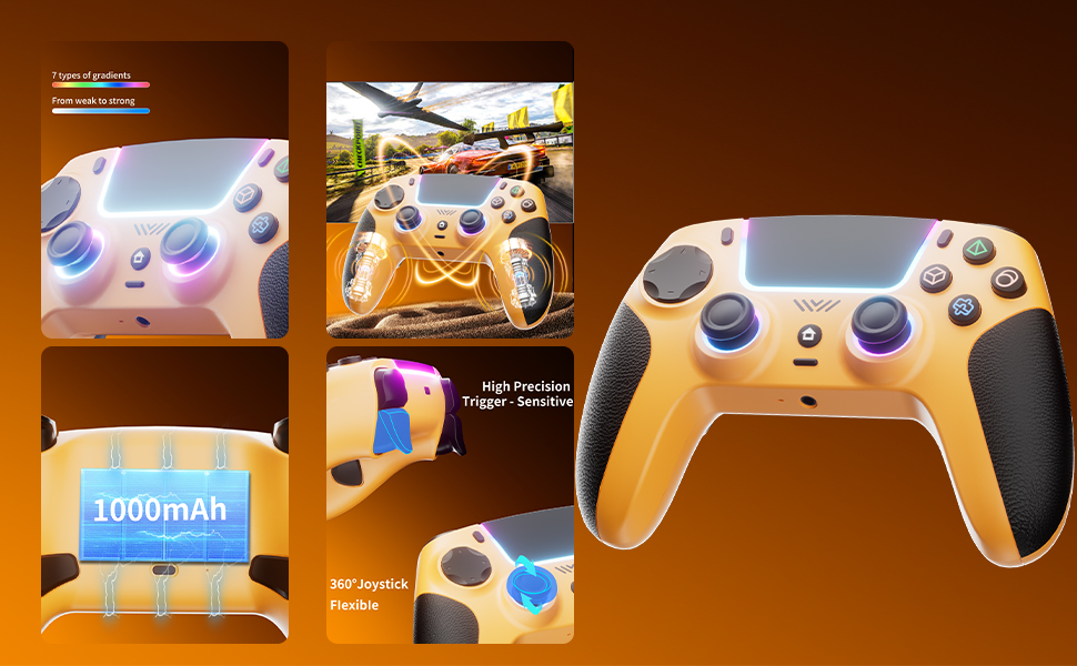 Yellow Wireless Controller Compatible for PS5