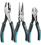 DURATECH 3PCS Plier Set, Pliers Tool Set Including 8 Inch Needle Nose Pliers, 8 Inch Slip Joint P...