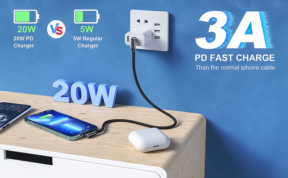 right angle usb c to lightning cable 1ft iphone cable