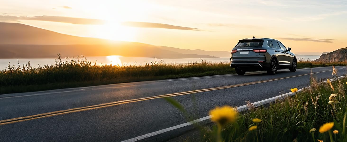 Family car run on beautiful and clean highway