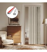 AJAZZ 100% Blackout Accordion Door Curtains Magnetic Door Curtain Blackout Curtains for Bedroom, ...