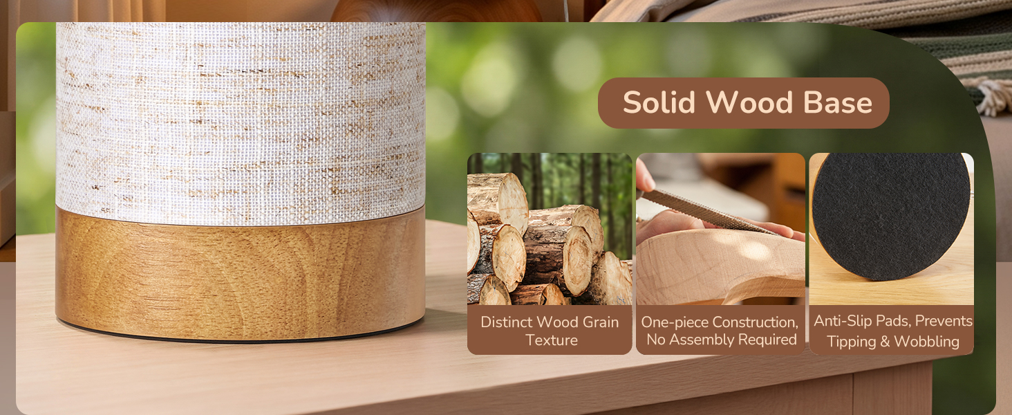 SOLID NATURAL WOOD BASE TABLE LAMP