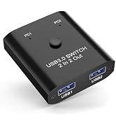 USB Switch 2 in 2 Out, USB Switcher for 2 Computers Sharing Keyboard, Mouse, Printer, USB Sharing...