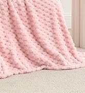 BEDELITE Valentine Day Fleece Decorative Blanket - 3D Jacquard Pink Throw Blankets for Women's Co...