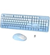 FCPLU Wireless Keyboard and Mouse Combo (Blue Gradient) | 104-Key Colorful Round Keycap, QWERTY L...