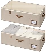 StorageWorks Under Bed Storage Bins, 10'' Underbed Storage Containers with Lid, 90L Clothes Organ...