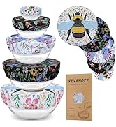 Revahope 5-Size Reusable Beeswax Bowl Covers for Bread Proofing, Cotton Cloth Flexible Beeswax Wr...