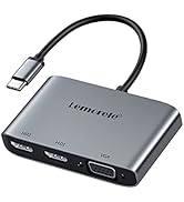 Lemorele USB C to Dual HDMI VGA Adapter, 4 in 1 Type C to VGA HDMI Splitter Converter with 3.5mm ...