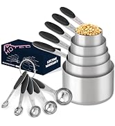 HOTEC 10pcs Stainless steel Measuring Spoon and Cups Set, Kitchen Baking, Cooking Measuring Spoon...
