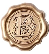 Antique Gold Initial Alphabet Adhesive Wax Seal Stickers - Pack of 50 - Letter Wax Seals for Than...