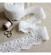 IDONGCAI White Venice Lace Trim Lace Edge Trim Vintage,3 Yards Floral Embroidered Border Ribbon f...