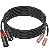 Jozzai RCA to XLR HiFi Audio Cable 16 Feet, 2 RCA Male to 2 XLR Male, Black with Red/Black Tail, ...