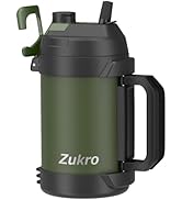 Zukro 1 Gallon Water Jug, One Gallon Large Triple Wall Insulated Metal Jug With Straw and Spout, ...